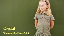  Presentation with class - Slide set consisting of class near a green blackboard background and a tawny brown colored foreground