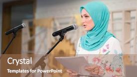  Presentation with omrah muslim people praying - Amazing presentation design having class participation - business muslim people in conference backdrop and a  colored foreground