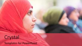  Presentation with muslim - Theme consisting of class participation - business muslim people in conference background and a  colored foreground