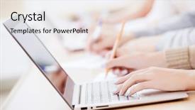  Presentation with people - Slide set having class participation - close up image of young background and a sky blue colored foreground