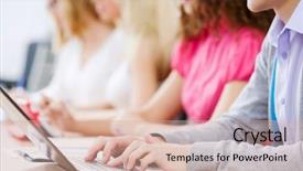  Presentation with young people diversity - Audience pleasing slide deck consisting of class participation - close up image of young backdrop and a coral colored foreground