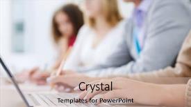  Presentation with people - Cool new theme with class participation - close up image of young backdrop and a  colored foreground