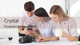  Presentation with learning - PPT layouts consisting of class participation - group learning in photo workshop background and a coral colored foreground