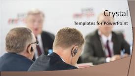  Presentation with human face set of faces - Amazing PPT theme having class participation - participants of business conference backdrop and a white colored foreground