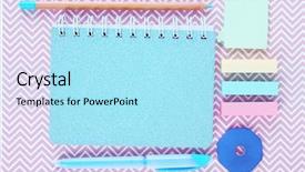  Presentation with coloured - Amazing slide set having coloured stickers pen pencil and notebook on a table backdrop and a arctic colored foreground