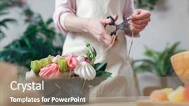  Presentation with rope - Presentation design featuring florist with scissor-cutting rope background and a  colored foreground