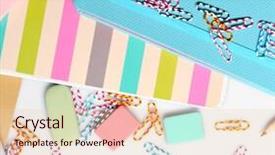  Presentation with set of sauces in white - Beautiful presentation theme featuring group class picture composite - set of stationery isolated backdrop and a  colored foreground