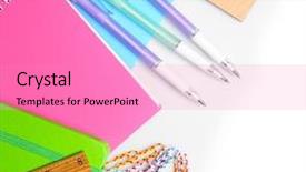  Presentation with set of sauces in white - Slide set featuring group class picture composite - set of stationery isolated background and a coral colored foreground