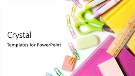  Presentation with set of sauces in white - Cool new presentation theme with group class picture composite - set of stationery isolated backdrop and a  colored foreground