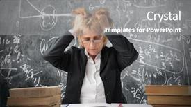  Presentation with stressed - PPT theme with class register - stressed teacher in a classroom background and a gray colored foreground