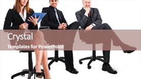  Presentation with reunion class - Slides enhanced with class reunion - businesspeople sitting on chairs background and a coral colored foreground