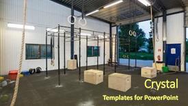  Presentation with ballistic - Audience pleasing presentation theme consisting of ballistic - exercise equipment at cross fitness backdrop and a tawny brown colored foreground