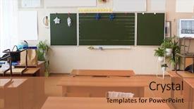  Presentation with blackboard - Audience pleasing PPT layouts consisting of class room - blackboard backdrop and a coral colored foreground