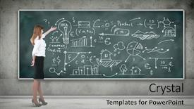  Presentation with data - Audience pleasing presentation design consisting of class room - business person standing backdrop and a light gray colored foreground