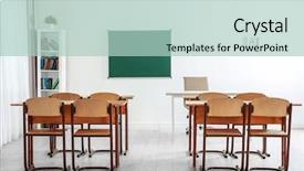  Presentation with classroom - Presentation design consisting of class room - school classroom interior background and a mint green colored foreground