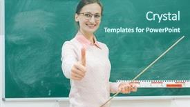  Presentation with friendly - Slide set featuring class with a pointer background and a ocean colored foreground