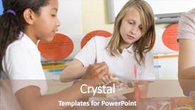  Presentation with students walking to class - Beautiful theme featuring class with electronic project backdrop and a coral colored foreground