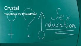  Presentation with sex - Colorful presentation theme enhanced with anatomie sexuality - male and female symbols backdrop and a ocean colored foreground