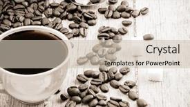  Presentation with ingredients brown sugar coffee beans - Slides consisting of classe inverse - coffee beans soon and cup background and a soft green colored foreground