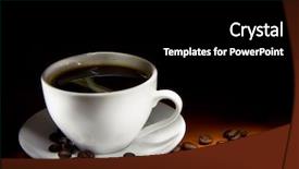  Presentation with ingredients brown sugar coffee beans - Colorful theme enhanced with classe inverse - cup of coffee and beans backdrop and a black colored foreground