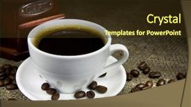  Presentation with ingredients brown sugar coffee beans - Slide deck consisting of classe inverse - cup of coffee beans background and a  colored foreground