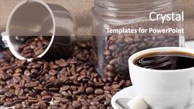  Presentation with coffee cup - Theme consisting of diabetes - medical ampules and syringe isolated background and a white colored foreground.