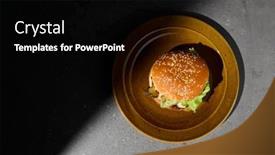  Presentation with dark simple - PPT theme having classic-american-burger-on-ceramic background and a black colored foreground