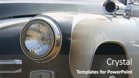  Presentation with 1950s - PPT theme consisting of classic-and-vintage-cars-headlight background and a dark gray colored foreground