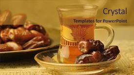  Presentation with arabic - Slide deck featuring deserts plate - classic arabic teacups and dates background and a gold colored foreground