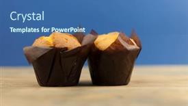  Presentation with nut - Audience pleasing theme consisting of classic-banana-nut-muffins-black backdrop and a ocean colored foreground