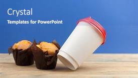  Presentation with paper-cups - Presentation design featuring classic-banana-nut-muffins background and a teal colored foreground