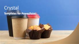  Presentation with paper cups - Theme enhanced with classic-banana-nut-muffins background and a teal colored foreground
