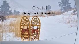 Presentation with paw - Audience pleasing presentation theme consisting of classic-bear-paw-wooden-snowshoes backdrop and a light blue colored foreground