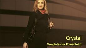  Presentation with fashion handbag - PPT theme with classic black coat with handbag background and a  colored foreground