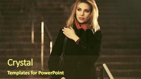  Presentation with fashion handbag - Presentation theme having classic black coat with handbag background and a  colored foreground