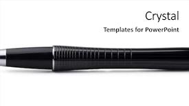  Presentation with black ink - Presentation design with classic black fountain pen isolated background and a white colored foreground