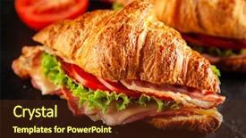  Presentation with croissant - PPT theme having classic blt croissant sandwiches background and a tawny brown colored foreground