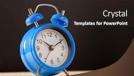  Presentation with countdown time bomb alarm - PPT theme with classic-blue-alarm-clock-morning background and a wine colored foreground