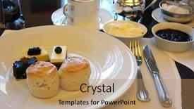  Presentation with afternoon tea - Beautiful PPT theme featuring classic british afternoon tea backdrop and a coral colored foreground