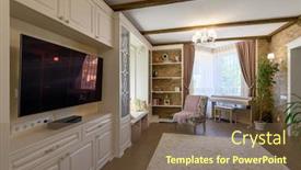  Presentation with windows - Cool new slide deck with classic-brown-and-white-living backdrop and a violet colored foreground