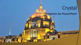  Presentation with old china - Audience pleasing PPT layouts consisting of classic buildings at night backdrop and a teal colored foreground