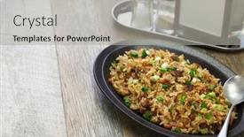  Presentation with cajun - Colorful presentation enhanced with classic-cajun-dirty-rice-southern backdrop and a light gray colored foreground