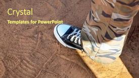  Presentation with sneakers - Presentation theme with classic-canvas-sneakers-and-army background and a violet colored foreground