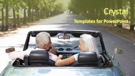  Presentation with sports car - Audience pleasing theme consisting of classic cars - senior couple in sports car backdrop and a tawny brown colored foreground