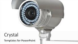  Presentation with cctv camera - PPT theme enhanced with classic cctv infrared security camera background and a white colored foreground