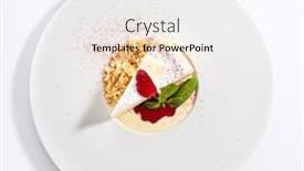  Presentation with pastry cream - Slide deck having classic-cheesecake-slice-top-view background and a sky blue colored foreground