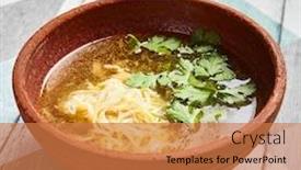  Presentation with pottery - Amazing slide set having classic-chicken-broth-in-brown backdrop and a coral colored foreground