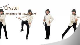  Presentation with man in suit and tie - Slide deck featuring classic circus - collage of young man background and a cream colored foreground