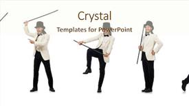  Presentation with music man in suit - Colorful theme enhanced with classic circus - collage of young man backdrop and a cream colored foreground