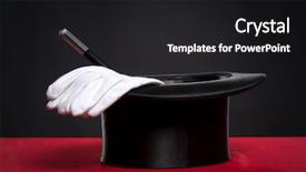  Presentation with magician - Presentation theme featuring classic circus - magician equipment ready for show background and a dark gray colored foreground